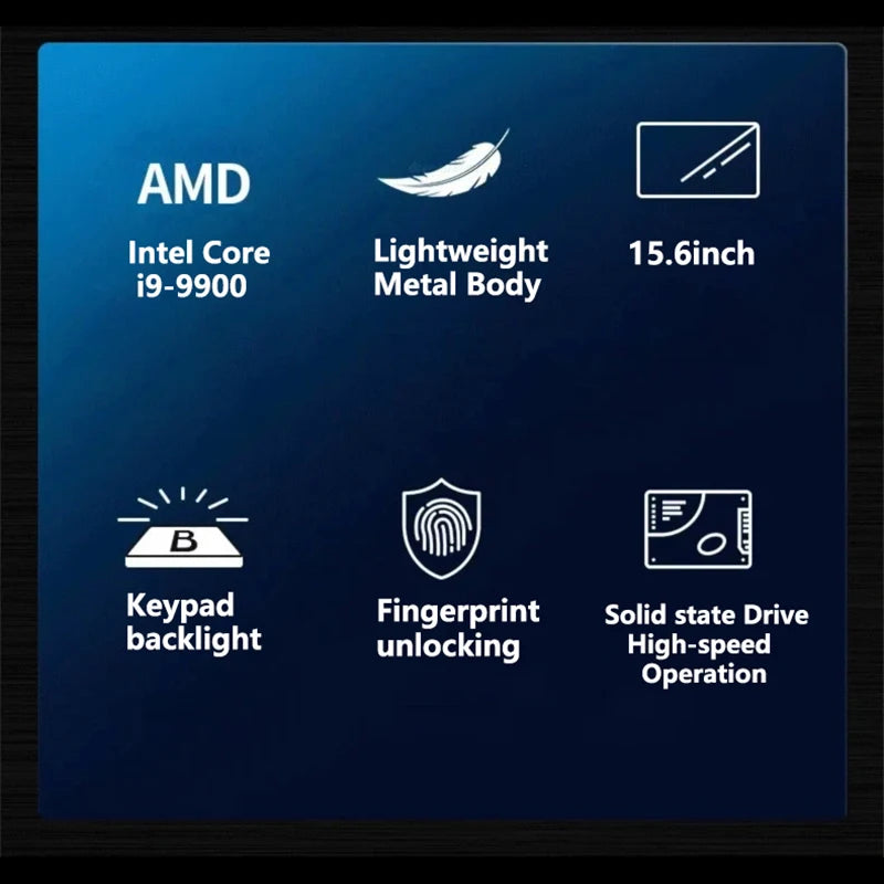Intel i9 9900 15.6 Inch Ultra Slim Gaming Laptop 32GB RAM 512GB 1TB SSD 8C 16T 5GHz 1920x1080 Office Study Pro Max