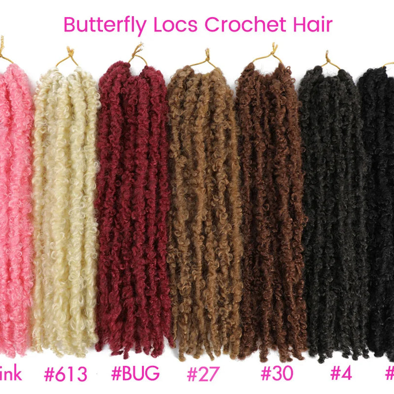 1- 8 Packs Butterfly Faux Locks Crochet Hair Boho Soft Locs Braiding Hair Distressed Pre Looped Synthetic Butterfly Locs Twists