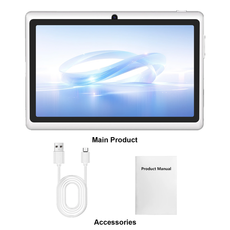 7 Inch Tablet PC, Android 11 Quad Core, 6GB(2+4GB Virtual) RAM 32GB ROM, WiFi, Dual Camera, USB C, with Leather Case