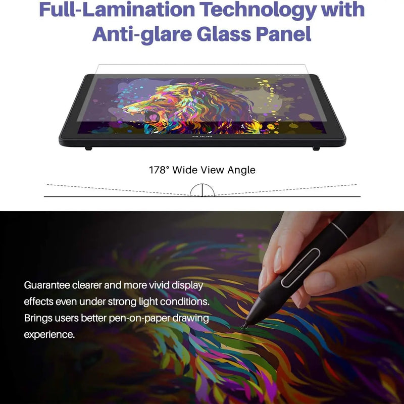 HUION Kamvas 22 Plus QLED Graphics Tablet Monitor Drawing Screen 21.5 inch Art Pen Display 140%sRGB