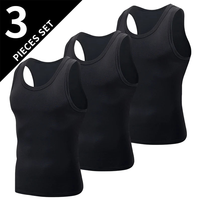 1/3/5 Pcs Men's Solid Color Simple Fashion Fitness Vest Plus Size Youth Sports Physical Education Class Sleeveless T-shirt Tight