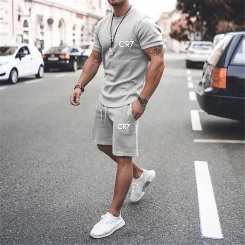 Men's Clothing Summer Suit CR7 Sports Comfortable Breathable Mesh Running Sets Jogging Fitness Tracksuit T - View 9 | SAMAG