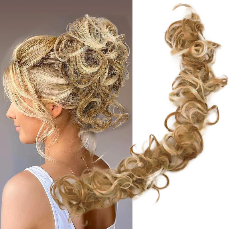 Messy Bun Hair Piece Curly Wavy Hair Bun Scrunchies Extensions Long Ponytail Extensions Ponytail DIY Wrap Around Bun Hair