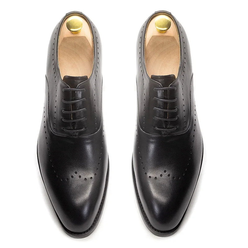 Classic Men's Real Leather Wingtip Oxford Dress Shoes Handmade Lace-Up Wedding Party Business Office Formal Footwear