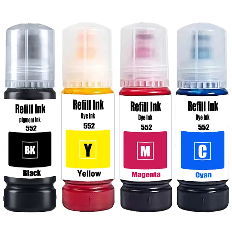 For Epson 552 Refill Ink Kit For Epson EcoTank L8160 L8168 L8180 L8188 ET-8500 ET-8550 EW-M973A3T EW-M873T Printer Dye ink