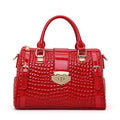 Aidrani Red Genuine Leather Crocodile Tail Boston Bag Women's Fashion Cowhide Handbag Single Shoulder Bag