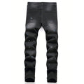 Men's Y2K Fashion Ripped Patchwork Hole Straight Black | SAMAG