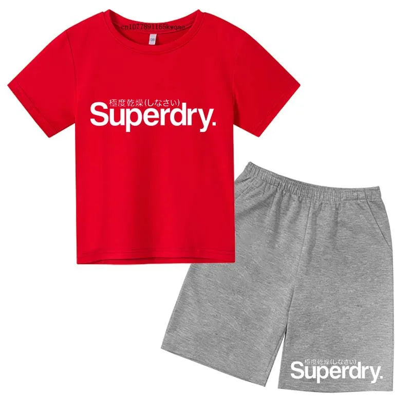 Kids Summer Casual Letter Print Breathable Tees+Short | SAMAG
