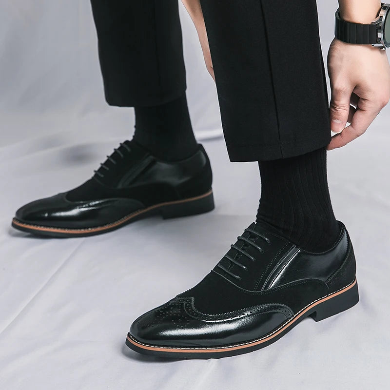 Retro Oxfords Shoes Men Classic Men's Dress Shoes Casual Business Social Brogues Shoes For Wedding