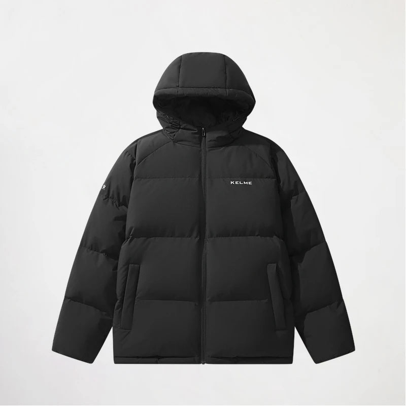 Kelme Short Down Jacket Men's Autumn And Winter Hooded Couple Warm Cotton Jacket Fashionable Outdoor Sports Thick Down Jacket