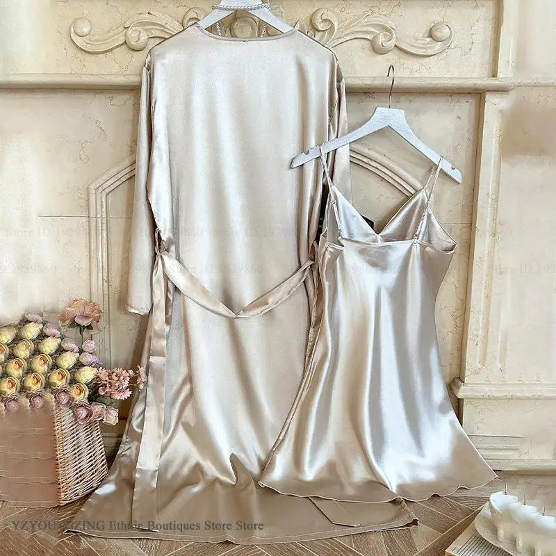 Bride Wedding Robe Dress Suit Women Rayon Bathrobe Gown | SAMAG