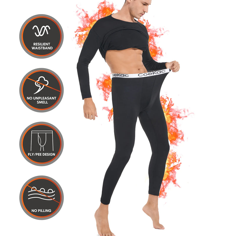2PCS Mans Winter Thermal Underwear Set Warmth Slim Body High Elasticity Comfortable Top & Bottom Set Long Sleeves Autumn Clothes