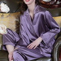 Fimtariah  6A 19MM Pijamas long-sleeved Home Suit  100% Silk Pajamas For Women     Real Silk Pajamas Set Female Summer