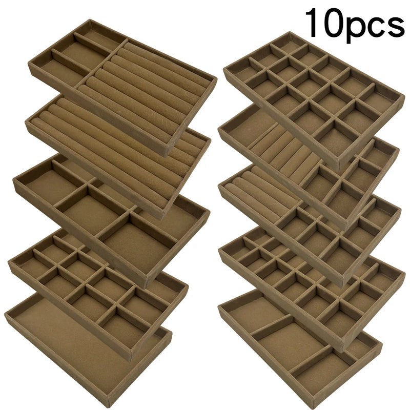 1 Set, (Including 8PCS) Flocking Jewelry Box Jewelry Tray