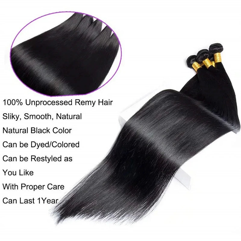 Brazilian Bundles Raw Human Hair Bone Straight Hair Extensions Bulk For Braiding 14-32 Inch Bundles Double Weft Hair Weave