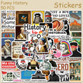 50pcs Funny History Stickers Decals For Phone Laptop Skateboard Refrigerator Helmet DIY Cartoon Waterproof Stickers For Students