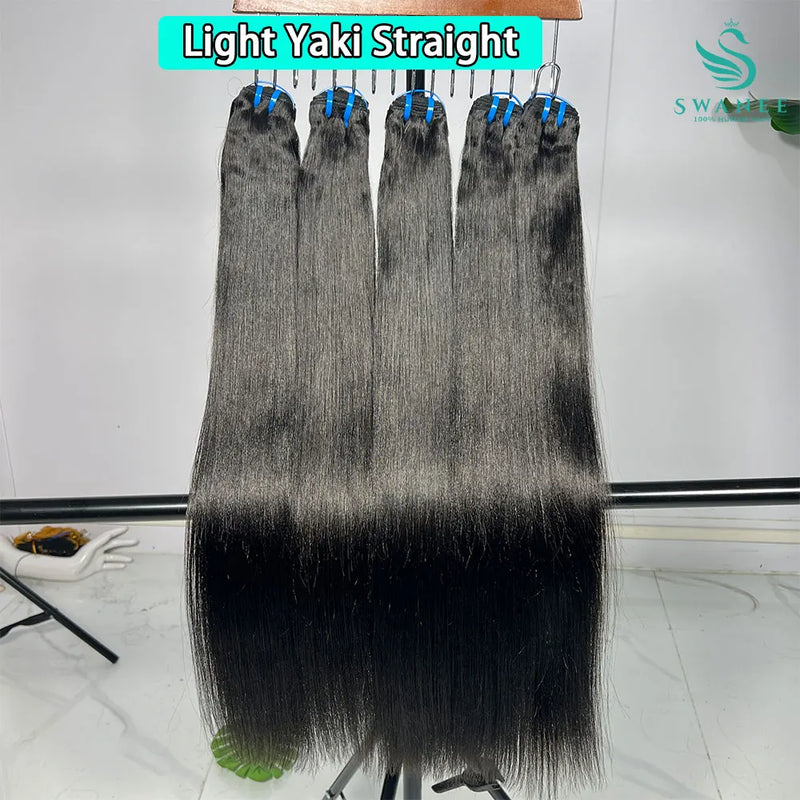 18A Light Yaki Straight Hair Bundles 4PCS Deal Natural Color 100% Human Hair Bundles Quick Weaves Sew In Human Hair Extensions