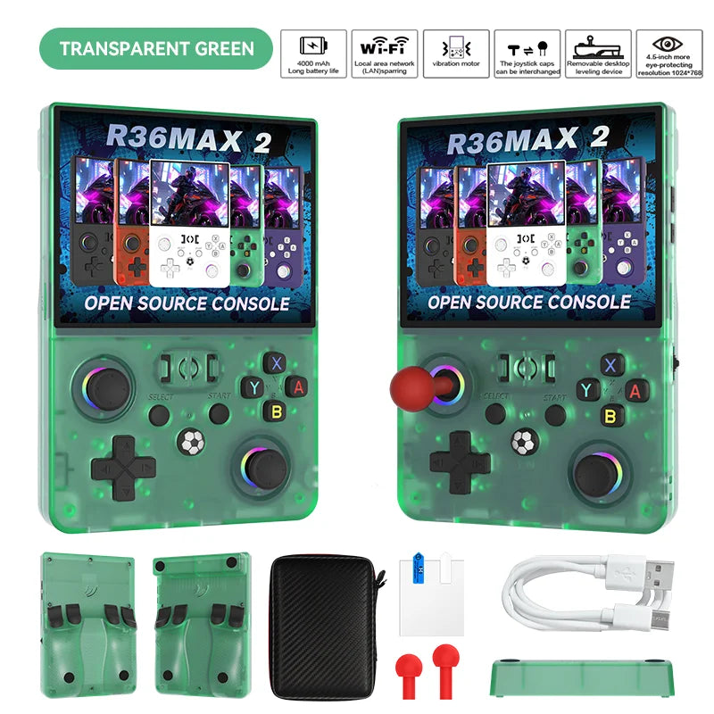 Portable Handheld Game Console 4.5 Inch IPS Screen 4000mAh Battery Retro Gaming Player with Vibration R36 MAX 2