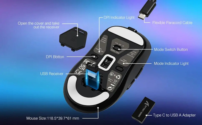 ATTACK SHARK X3PRO 8K Lightweight Wireless Gaming Mouse  Own Anti-slip Mouse PAW3395 26Kdpi Bluetooth electronic sports game