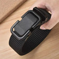 Men's Belt Automatic Metal Buckle Nylon Canvas Webbing Belt Outdoor Work Belt, Nylon Belt With Click Buckle YD614