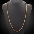 Noble 18 - 24Inch 45 - 60cm 18K Gold 4mm Round Rope Chain Necklace for Women Man Boy Wedding Party Charm - Visuel 3 | SAMAG