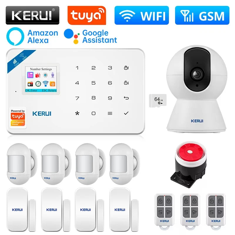 KERUI W181 WIFI GSM Alarm System Kit with Door/Window Sensor for Home Security Support Alexa Tuya Smart APP Remote Control