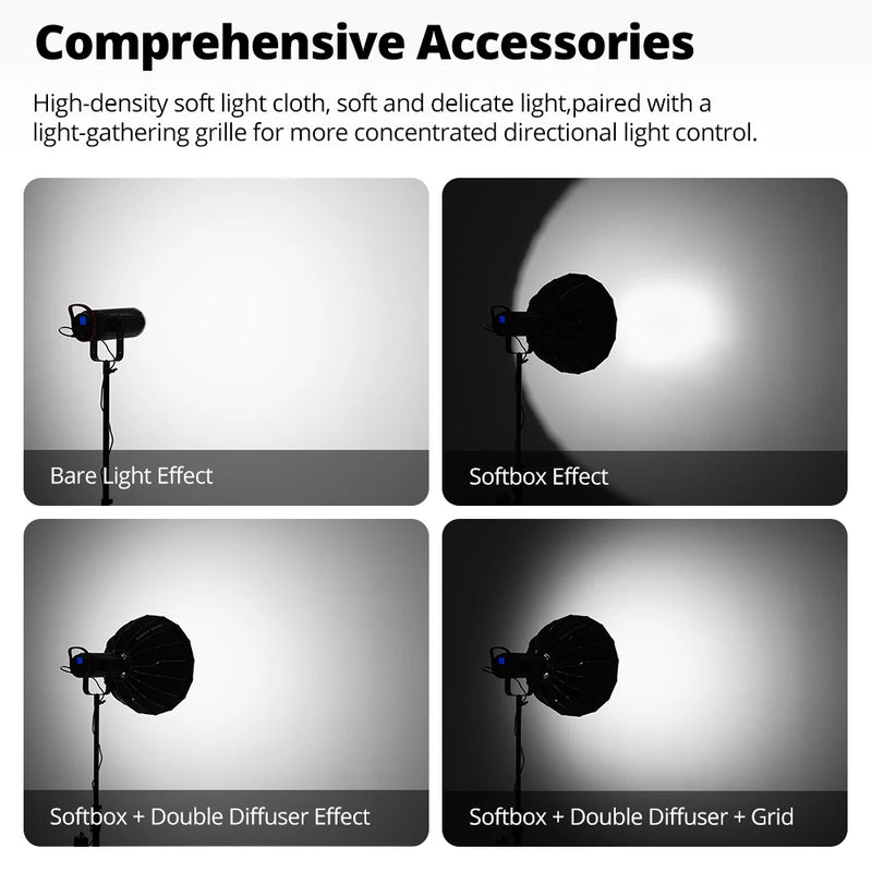 AMBITFUL Q9 Series 60/90/120cm Quick-Release Parabolic Softbox Deep Mouth Octagonal Softbox Standard Bowens Mount