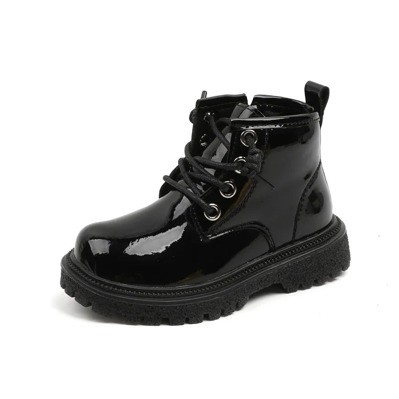 2024 New Spring Baby Boots For Girls Leather Waterproof Boys Rubber Ankle Boots Non-slip Soft Sole Fashion Toddler Kids Shoes