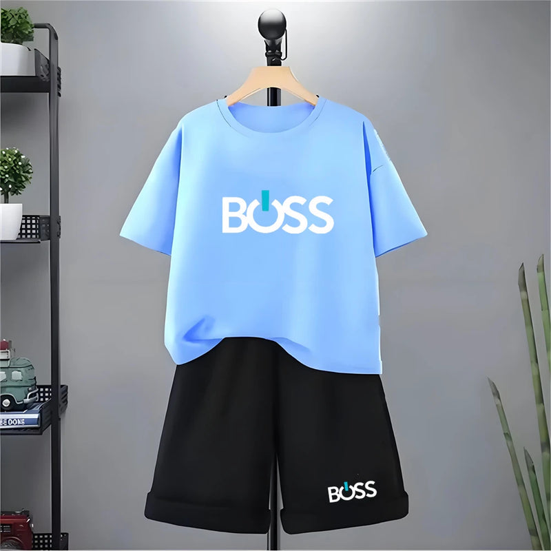 Kids Tshirt Summer 3-12 Years Letter Fashion T-shirt Boys Girls Toddler Short-sleeved+Shorts Casual Cool Sports Set clothing