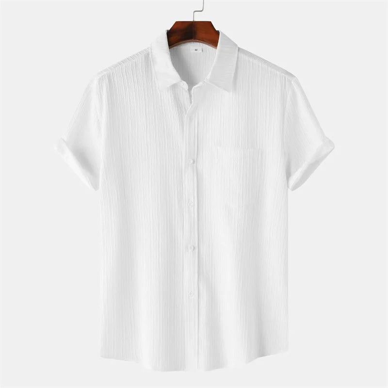 New 9 Color Men's Solid Striped Shirt Summer Fashion | SAMAG