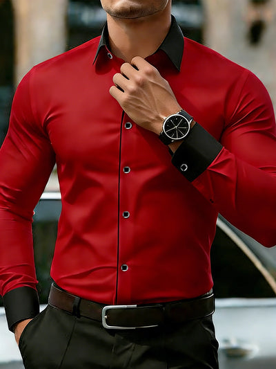 FGKKS Men Tuxedo Shirt Western Luxury Long Sleeve Smart | SAMAG