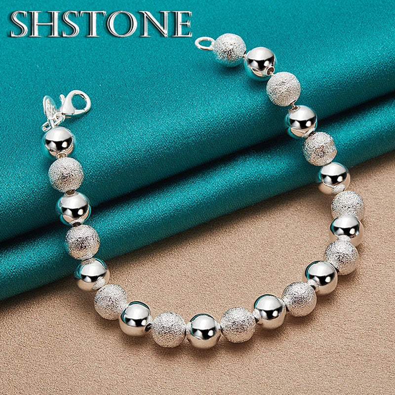 18K Gold Bracelets 8mm Smooth Matte Bead For Women Party Engagement Wedding Fashion Jewelry Gifts - Visuel 4 | SAMAG