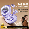 Bluetooth Headphones with Makeup Mirror Case, 48H Audífonos AI Noise Reduction, Open-Ear Earphones for Sports & Sleep