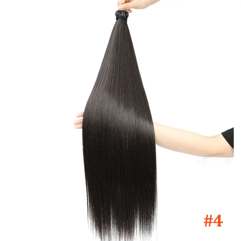 Gladys 28 Inch Crochet Braids Hair 3PCS 300g Synthetic Orange 60MW Ombre Brown T1B-330-276 Straight Braiding Hair Soft Pony Hair