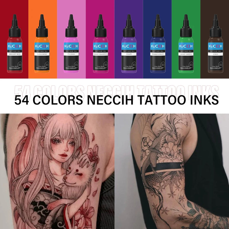 54 Colors Tattoo Ink Pigment for Body Art Tattoo Pigment Professional Beauty Paints Makeup Tattoo Supplies Semi-permanent 30ML