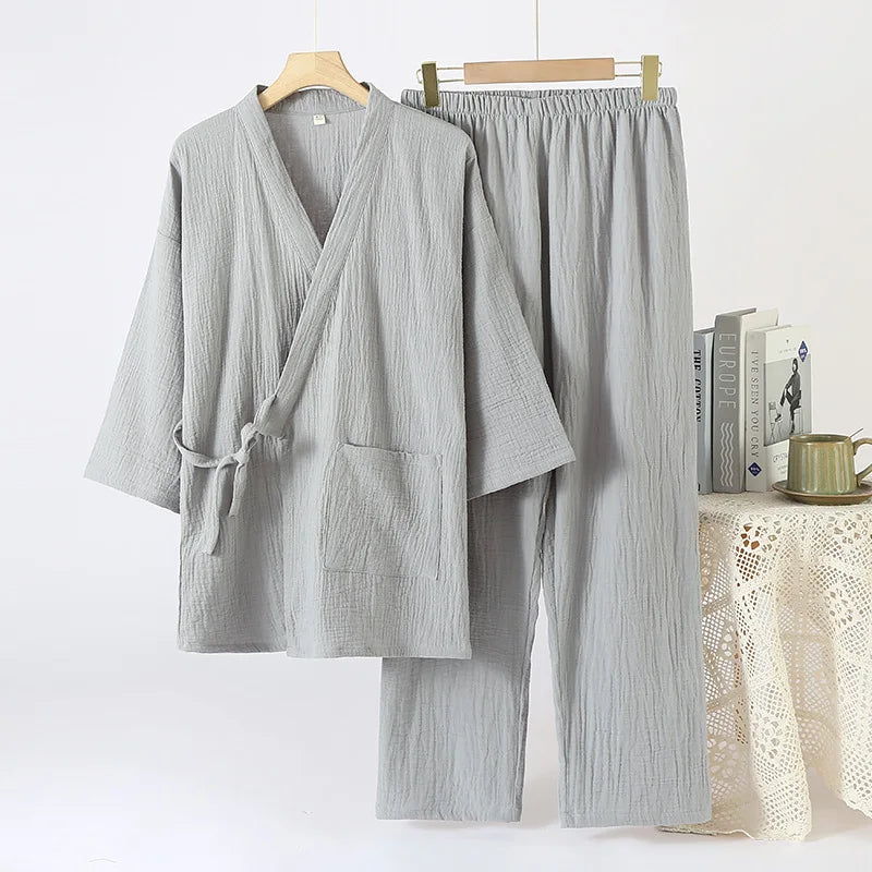 Sleepwear Men's Pajamas and Robes Male Couple's Set Pure Oversized Home Wear Spring Autumn Pajama 2pcs