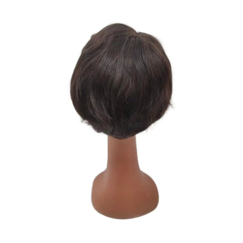 TIMOPOL 6 Inch Dark Brown Side Part Short Bob Human Hair Wig 13x1 Lace Front Pre Plucked Baby Hair Straight Pixie Glueless Lace Wigs For Daily & Party