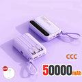 VIVO 500000mAh 120W Power Bank High Capacity 4 In1 Cables Intelligent Digital Display Light Portable Powerbank For iPhone Huawei