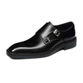 High-end Cowhide Leather Shoes For Men Square Toe Double Monk Strap Shoes Mens Dress Shoes Slip On Business Formal Shoes