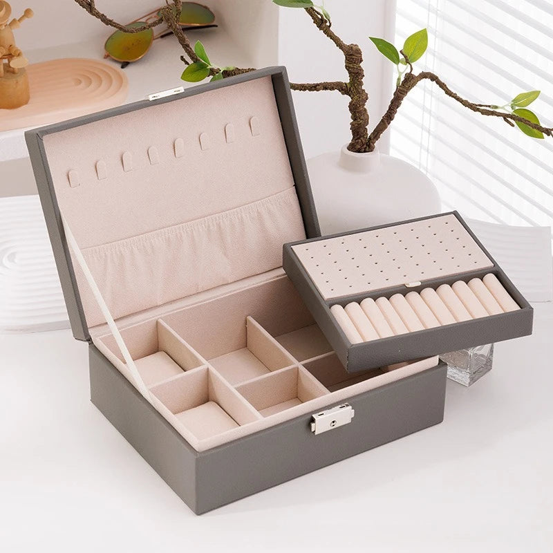 Double - layer Wooden Jewlery Box Ring Jewelry Boxes and Packaging with PU Leather Storage Organizer and - Visuel 12 | SAMAG