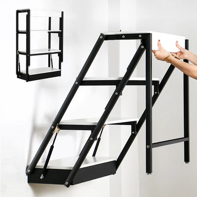 Floating Study Gas Spring Swing Mounted Convertible Wall Shelf Iron Frame With Legs Desk Kitchen Dining Folding Table | SAMAG