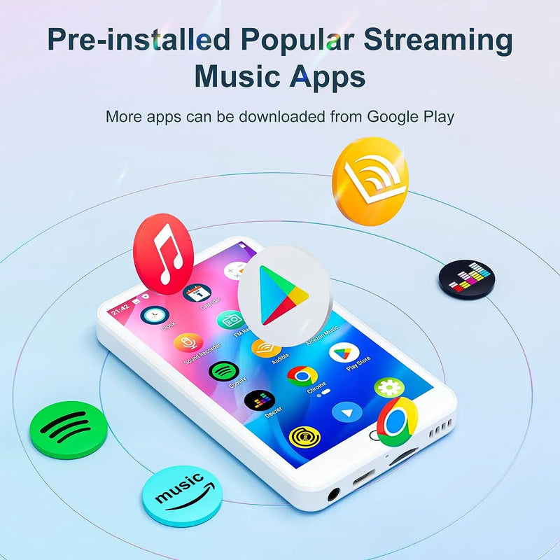 MECHEN 16GB Android 9.0  MP3 Player  with Bluetooth and WiFi， with Spotify，Audible，Pandora， Up to 512 GB (White)