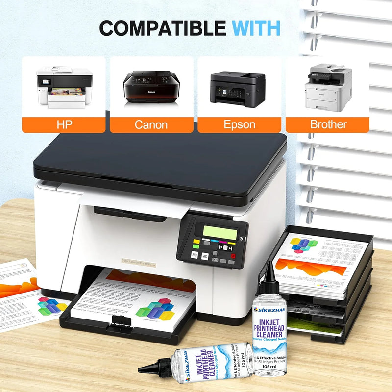 Universal Printhead Cleaning Kit for Epson EcoTank,HP,Canon, Brother Inkjet Printers:Unclog Nozzles & Fix Streaks/Print Quality