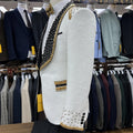 High End Beading Jacquard Men's Formal Suit Set, 3-Piece Paisley One Button Blazer Vest Pants Set, Luxury Costume Tuxedo Set