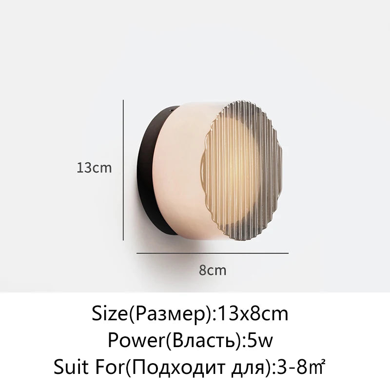 Modern Circular Wall Lamp LED Glass Wall Lamp Sconce Living Room Corridor Bedroom Bathroom Home Decoration Indoor Lighting