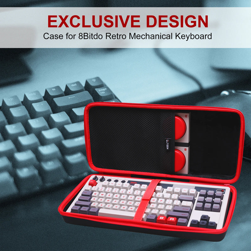 LTGEM Keyboard Case for 8Bitdo 87 Keys Retro Mechanical Keyboard Protective Storage Bag for Gaming and Travel(Case only!)