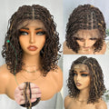 IPARTY Synthetic 4x4 Lace Front Wig 14inch Curly Faux Locs Braided Wig Large Parting Space Twist Dreadlock Wigs for Black Women