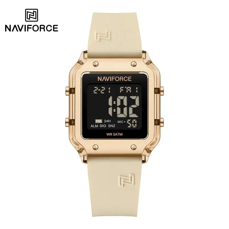 NAVIFORCE New Wristwatch for Women Multifunction Digital Waterproof Auto Date Display Silicone Strap Fashion Luxury Woman's Watc