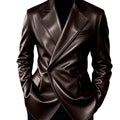 Men's Leather Blazer Slim Fit Faux Suit Jacket Formal - View 8 | SAMAG