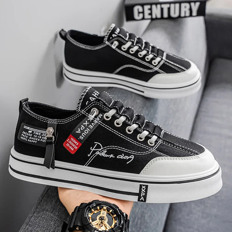 Men's Canvas Shoes Low Top Board Shoes Casual Trendy Shoes,  Men's Shoes Student Youth Thick Soled Cloth Shoes